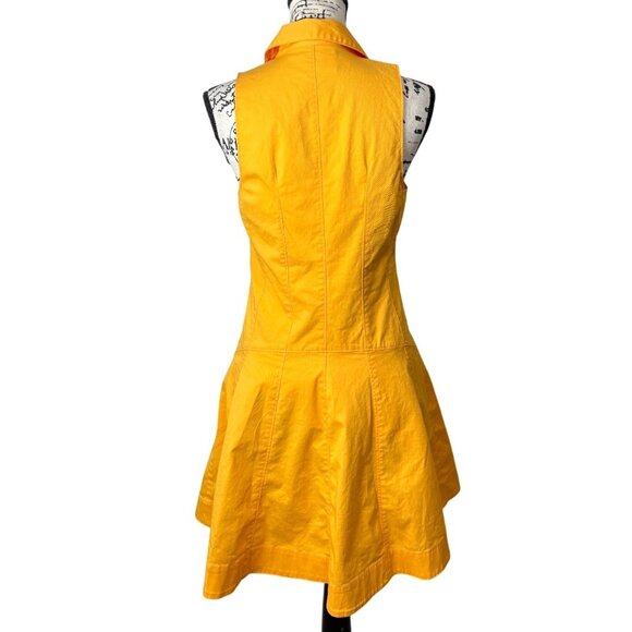 Cinq a Sept Shirt Dress Sleeveless Button-Up Poppy Stretch Yellow Womens Size 4 - Picture 3 of 8